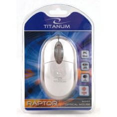 Titanum tm102w žična 3d optična miška usb raptor white titanum