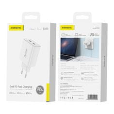 Foneng EU50, PD 35W 2x USB-C omrežni polnilec (bela)