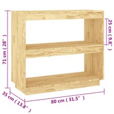 Vidaxl Knjižna omara 80x35x71 cm trdna borovina