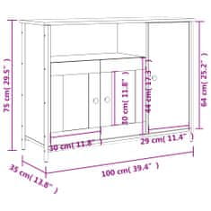 Vidaxl Komoda črna 100x35x75 cm inženirski les