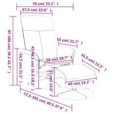 Vidaxl Naslanjač s stolčkom za noge svetlo sivo blago