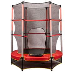 WOWO Trampolin za otroke z mrežo - Otroški vrtni trampolin z mrežo 140x140x160cm - rdeč