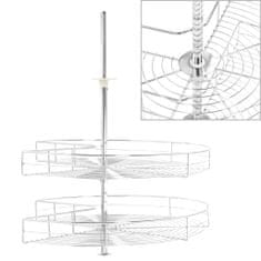 Vidaxl Kuhinjska košara 2-nadstropna srebrna vrtljiva 71x71x80 cm