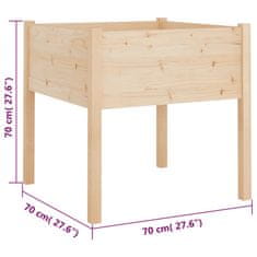 Vidaxl Vrtno cvetlično korito 70x70x70 cm trdna borovina