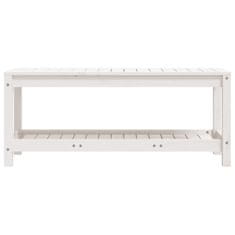 Vidaxl Vrtna klop bela 108x35x45 cm trdna borovina