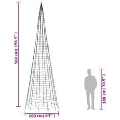 Vidaxl Osvetljena novoletna jelka na drogu 1534 LED modra 500 cm