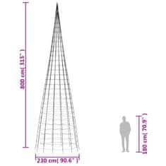 Vidaxl Osvetljena novoletna jelka na drogu 3000 LED toplo bela 800 cm