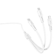 Nemo Kabel 3v1 1m USB - Micro USB + Lightning + USB-C Denmen D05E bela