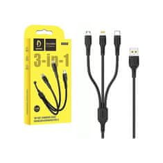 Nemo Kabel 3v1 1m USB - Micro USB + Lightning + USB-C Denmen D05E črn