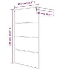 Vidaxl Pregrada za tuš črna 115x195 cm motno ESG steklo