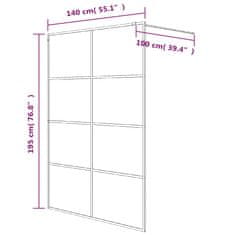 Vidaxl Pregrada za tuš črna 140x195 cm motno ESG steklo