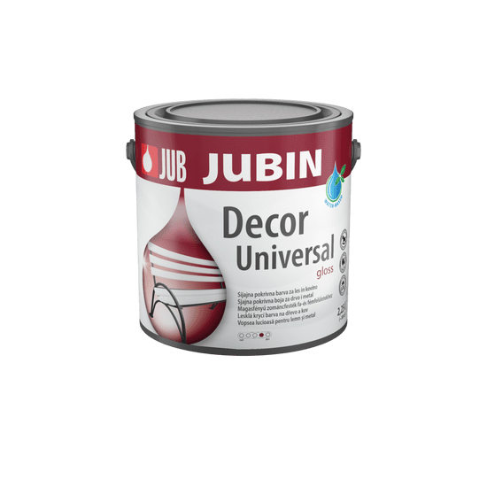 JUB JUBIN Decor universal bel 1001 sijajen 2,25 L pokrivna barva za les in kovino