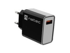 Natec RIBERA 18W 1X USB-A univerzalni polnilec, črn