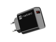 Natec RIBERA 18W 1X USB-A univerzalni polnilec, črn