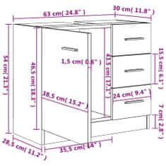 Vidaxl Omarica za umivalnik betonsko siva 63x30x54 cm iverna plošča