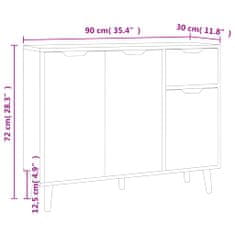 Vidaxl Komoda bela in sonoma hrast 90x30x72 cm inženirski les