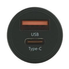 Compass  vtič 12/24V nizek profil QC3/PD3 USB-A/USB-C 30W