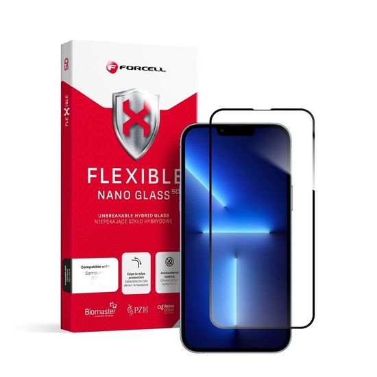 FORCELL Hibridno steklo Forcell Flexible 5D Full Glue, iPhone 13 Pro Max / 14 Plus, črno