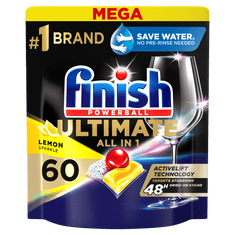 Finish Ultimate All in 1 Lemon Sparkle kapsule za pomivalni stroj, 60 kosov