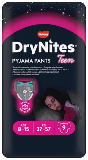 Huggies HUGGIES DryNites plenične hlače za enkratno uporabo za deklice od 8 do 15 let (27-57 kg) 9 kosov