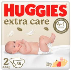 HUGGIES Extra Care 2 plenice za enkratno uporabo (3-6 kg) 58 kosov