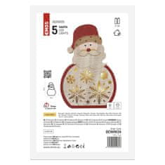 Emos LED lesena dekoracija – Santa, 30 cm, 2x AA, notranja, topla bela, časovnik