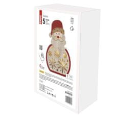 Emos LED lesena dekoracija – Santa, 30 cm, 2x AA, notranja, topla bela, časovnik