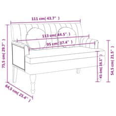 Vidaxl Klop z blazinami črna 113x64,5x75,5 cm blago