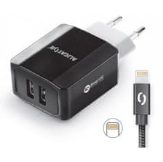 Aligator Aligator 2xUSB, pametni IC, 3, 4A + Lightning kabel - črn