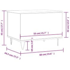 Vidaxl Klubska mizica siva sonoma 60x44,5x45 cm inženirski les