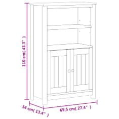 Vidaxl Kopalniška omarica BERG bela 69,5x34x110 cm trdna borovina