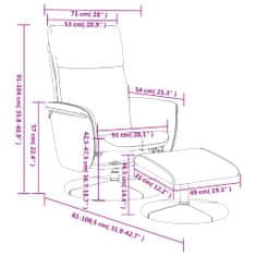Vidaxl Naslanjač s stolčkom za noge sivo umetno usnje