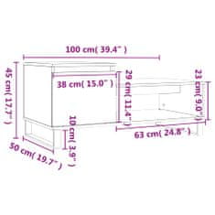 Vidaxl Klubska mizica Siva sonoma 100x50x45 cm inženirski les