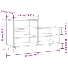 Vidaxl Omarica za čevlje sonoma hrast 102x36x60 cm inženirski les