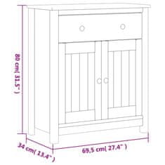 Vidaxl Kopalniška omarica BERG bela 69,5x34x80 cm trdna borovina