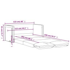 Vidaxl Talni raztegljiv kavč 2 v 1 vinsko rdeča 122x204x55 cm žamet