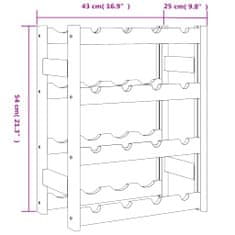 Vidaxl Stojalo za vino 16 steklenic rjava trdna borovina