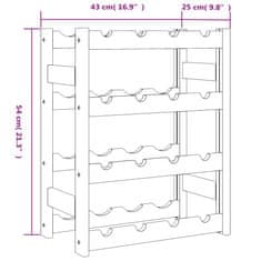Vidaxl Stojalo za vino za 16 steklenic siva trdna borovina