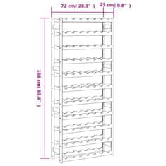 Vidaxl Stojalo za vino za 77 steklenic siva trdna borovina