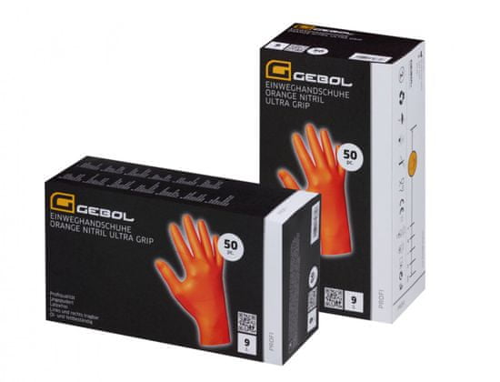 GEBOL ORANŽNE delovne rokavice NITRIL ULTRA GRIP velikost XL 50 kosov