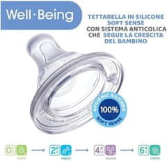 Chicco Otroška steklenička Well-being silikon 330 ml deklica