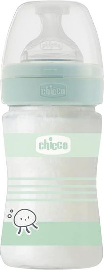 Chicco Steklena steklenička za dojenčke Well-being silikonska 150 ml uni