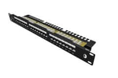 Solarix Patch panel SX24L-6-UTP-BK-N UTP cat.6 24p. 1U, vezana palica, črna