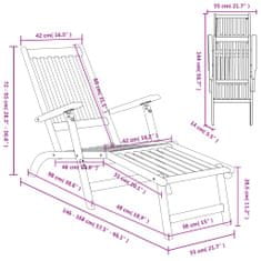 Vidaxl Zunanji ležalnik z oporo za noge 2 kosa trden akacijev les