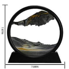 Dollcini Okrasni dodatki, 3D gibljiva pokrajina Slikanje s peskom Glass Frame Art Dinamična dekoracija peščene ure, skrilasto črnac