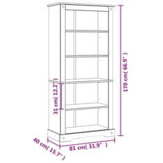 Vidaxl Knjižna omara 5-nadstropna borovina Corona Range 81x40x170 cm