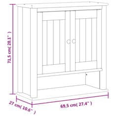 Vidaxl Kopalniška stenska omarica BERG bela 69,5x27x71,5 cm borovina