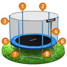 ACTIVESHOP Vrtni trampolin 8ft/252cm z zunanjo mrežo in lestvijo Neo-Sport