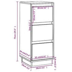 Vidaxl Komoda medeno rjava 32x34x75 cm trdna borovina