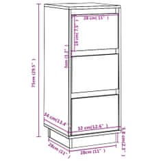 Vidaxl Komoda 2 kosa 32x34x75 cm trdna borovina